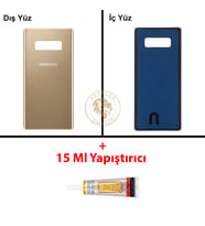 Samsung Note 8 Gold Arka Pil Kapağı Batarya Kapağı Lazer Kesim + B-7000 Yapıştırıcı