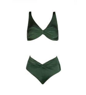 Endeep Kadın Yüksek Bel Yeşil Bikini Takımı