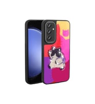 Samsung Galaxy S23 FE Uyumlu Kılıf Parlayan Kabartmalı İkonik Figürlü Zore Amas Silikon Kapak (Mor)