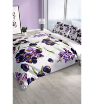 Purple 3d Pamuk Saten Çift Kişilik Nevresim Seti