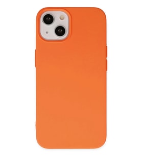 iPhone 14 Plus Kılıf Nano içi Kadife Silikon - Turuncu
