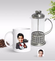 BK Gift Kişiye Özel Godfather Baba Karikatürlü Kupa & French Press Seti-5 (Model 1)