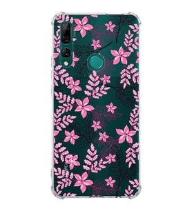 PrintiFy Huawei Y9 Prime 2019 Uyumlu Köşe Korumalı Floral Pembe Tasarımlı Şeffaf Silikon Kılıf