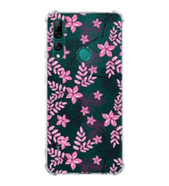 PrintiFy Huawei Y9 Prime 2019 Uyumlu Köşe Korumalı Floral Pembe Tasarımlı Şeffaf Silikon Kılıf