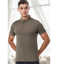 T9586 DEWBERRY ERKEK POLO YAKA T-SHIRT-HAKİ