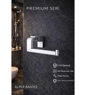 Premium Krom F1 Model Tuvalet Kağıtlığı, Kağıdı Askısı Paslanmaz Dübel Vida ile Monte