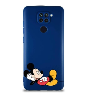 Xiaomi Redmi Note 9 Soft Premier Kapak Mickey Mouse-F Tasarımlı Silikon Kılıf - Lacivert (Şeffaf)