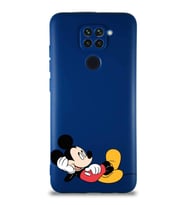 Xiaomi Redmi Note 9 Soft Premier Kapak Mickey Mouse-F Tasarımlı Silikon Kılıf - Lacivert (Şeffaf)