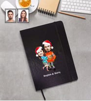 Kişiye Özel Yılbaşı Sevgili Karikatürlü Siyah Defter Model-7