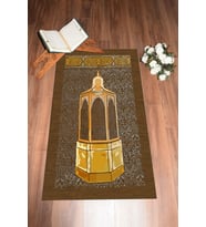 EVDEYA Dijital Baskılı Yıkanabilir Hediyelik Namaz Halısı Seccade 70x130cm, SECCADE-43-KAHVERENGİ, (Kahverengi)