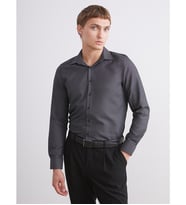 LCW BUSINESS Antrasit Slim Fit Uzun Kollu Armürlü Erkek Gömlek