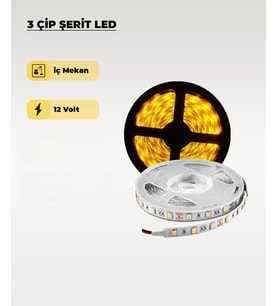 12V İç Mekan Amber Işık Şerit Led 10 Metre