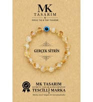 MK TASARIM GERÇEK SİTRİN TAŞI BİLEKLİK MK.7000.853- RAHATLIK-DİNGİNLİK-ENERJİ- STRES BİLEKLİĞİ