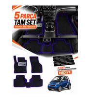 SMART FORTWO (2007-2014) Uyumlu EVA Oto Paspas Metal Topukluklu Havuzlu 5 Parça Siyah-Lacivert