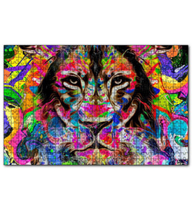 Cakapuzzle Modern Sanat Rekli Boyama Aslan 120 Parça Puzzle Yapboz MDF (Ahşap)