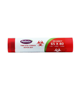 Omnipazar Polmix Tıbbi Atık 65x80 cm Büyük Boy Çöp Poşeti 20 Rulo 200 Ad 9.4 kg