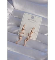 XUPİNG Rose Renk Zirkon Taşlı Kertenkele Model Halka Küpe - TJ-BKP9368