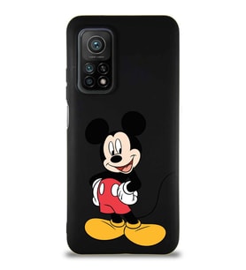 Xiaomi Mi 10T Pro Soft Premier Kapak Mickey Mouse-E Tasarımlı Silikon Kılıf - Siyah (Şeffaf)