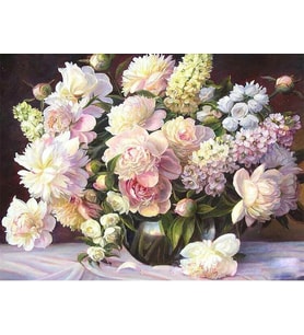 Beyazlar İçinde Sayılarla Boyama Seti 40x50 cm (Tuvale Gerili)