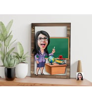 BK Gift Kişiye Özel Kadın Öğretmen Karikatürlü 3D Ahşap Tablo, Sevgiliye Hediye, Arkadaşa Hediye, Yıl Dönümü Hediyesi, Doğum Günü Hediyesi-1