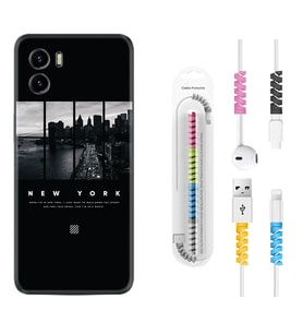 Vivo Y15S Y32 Y33S Y51 Y53S Kılıf Kablo Koruma Spiral Silikon New York 1612