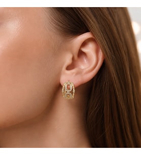 STİL İNCİSİ/XUPING JEWELRY ZİNCİR ŞEKİLLİ ZİRKON TAŞLI KÜPE (Altın Rengi)
