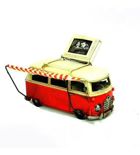 Dekoratif Metal Nostaljik Camper Van Vosvo Minibüs Çerçeveli ve Tenteli C0238