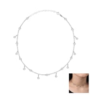 EMILIANO JEWELLERY Zirkon Taşlı Pırlanta Montür Gümüş Rengi Kaplama Choker Gümüş Kolye