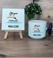 Kadın Yüzme Antrenörü Hediye Seti Kupa Bardak T Kulplu ve Dekoratif Taş Kadın Yüzme Antrenörüne Hediye (Model 2)
