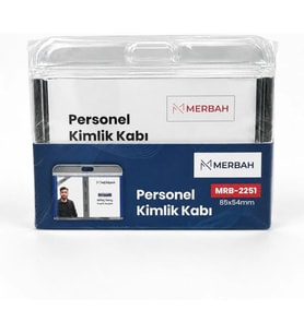 Merbah 10'lu Kılıflı Personel Kimlik Kabı - Yatay Yan Model Şeffaf Yaka Kartı Koruyucu (MRB-2251) (10, Mavi, MRB-2251)