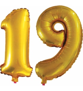 Pazariz  19 Yaş Sayı Folyo Balon Altın 90 cm