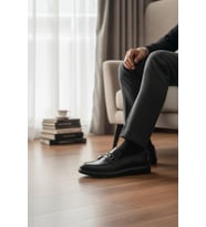 Enoch Hakiki Deri Siyah Metal Aksesuarlı Erkek Comfort Loafer