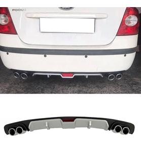 Ford Focus 2 Gri Difüzör 4 Krom Egzoz Görünümlü Difizör Arka Ek Body Kit 2004 - 2010