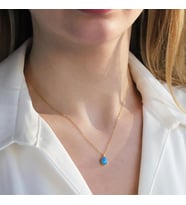 Opal Damla Modeli Gold Kaplama Gümüş Kolye