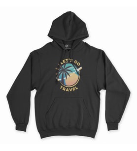 Let's Go Travel Siyah Kapşonlu Sweatshirt Hoddie
