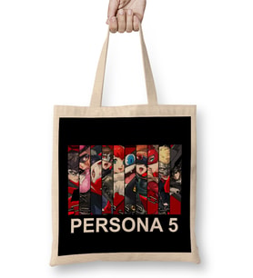 Persona 5 Strikers All Member Bez Çanta Uzun Saplı