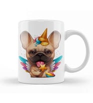 Fawn French Bulldog Ice Cream Unicorn 01 Kupa Bardak Porselen