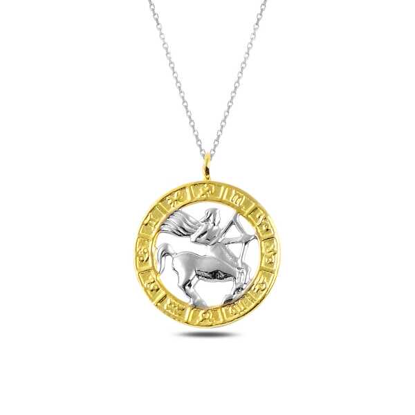 925 Ayar Gümüş Gold Yay Burcu Gümüş Kolye