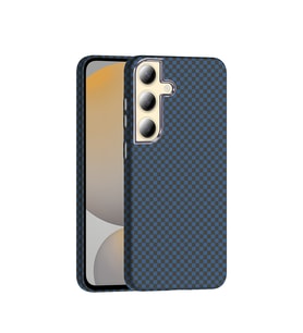 Galaxy S24 Kılıf M-safe Şarj Özellikli Karbon Fiber Görünümlü Gros Kılıf Lacivert