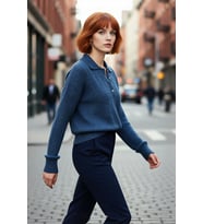 Kadın Oversize Saç Örgü Polo Yaka Triko Kazak Düşük Uzun Kollu Kışlık Rahat Basic Şıklık Kaliteli