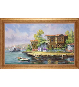 Çerçeveli Paspartulu Manzara Tablo ah1209 (Gold)