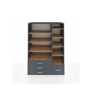 Kronos Dolap 9 Raflı 4 Çekmeceli  132x59x195 Antrasit-Çam/Antrasit