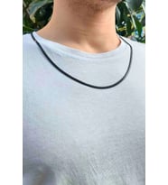 Italyan Siyah Model Yassı Snake Yılan Kolye 316 L Çelik Erkek Kadın Zincir