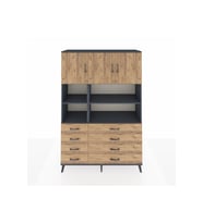 Hyperion Gardrop 8 Raflı 8 Çekmeceli 3 Kapaklı 132x44x195 Antrasit-Çam