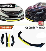 Üniversal Esnek 4 Parça Sarı Dilli Lip Piano Black Flaplı Kanatlı ABS Plastik