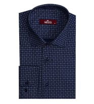 Kaz Ayağı Desenli Slim Fit Lacivert Erkek Gömlek - Wessi (Mavi)
