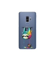 Samsung Galaxy S9 Plus ile Uyumlu Splash Tembel Hayvan Tasarımlı Şeffaf Silikon Kılıf