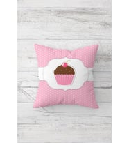 Cupcake Desenli Çift Tarafı Baskılı Gizli Fermuarlı Yastık Kılıfı Kırlent Koltuk Yastık Kılıfı (Pembe)