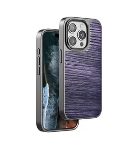 Northcity iPhone 15 Pro Max ile Uyumlu Wave Kapak - Derin Mor Suni Deri Kılıf