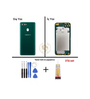 Oppo A5S Yeşil Uyumlu Lensli Orta Kasa + Yapıştırıcı ve Vida Seti Full Kasa Kapak Gövde Housing